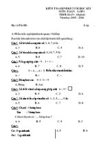 Đề kiểm tra định kì cuối học kì 1 môn Toán Khối 1